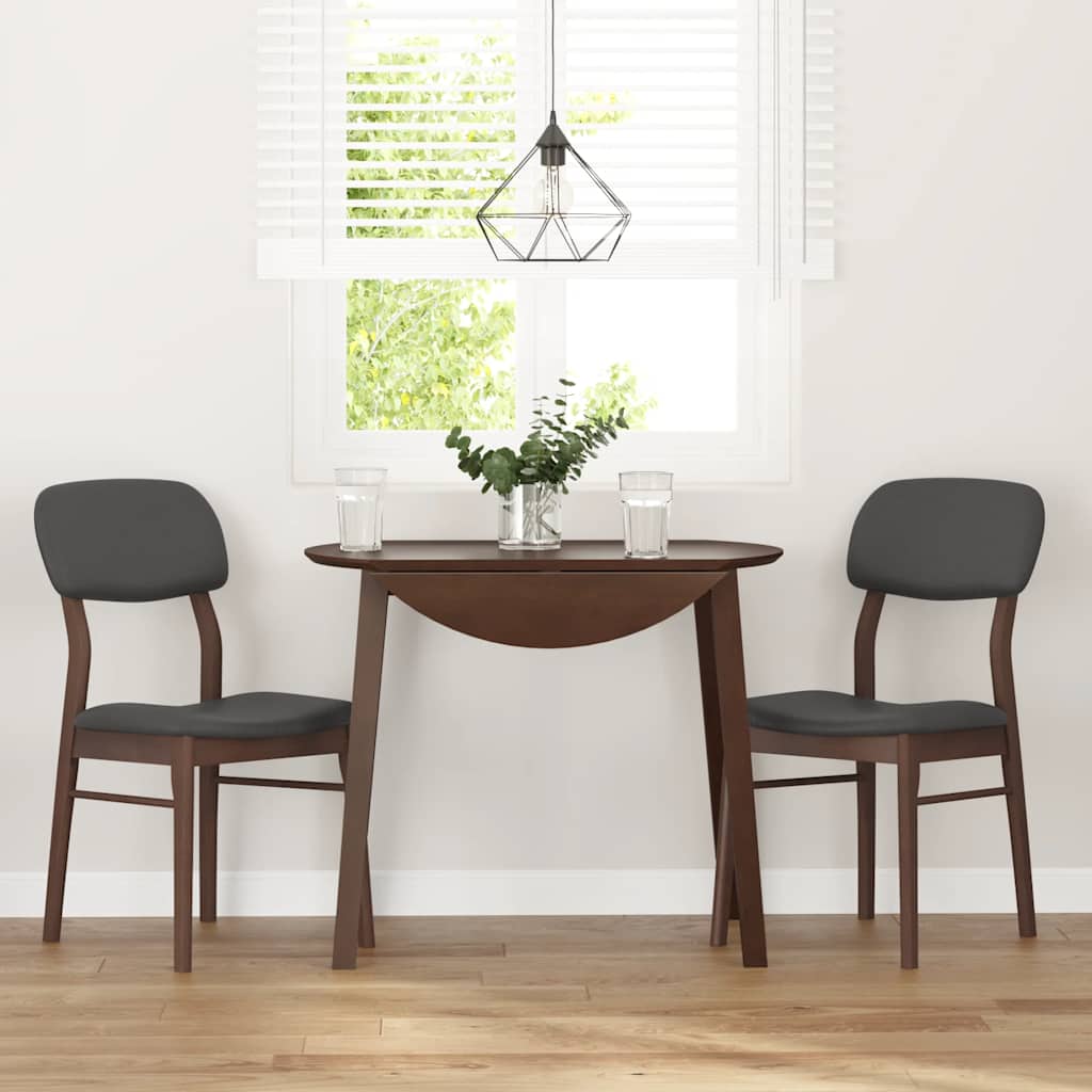 Eetkamerstoelen met kussens 2 st massief hout rubber bruin