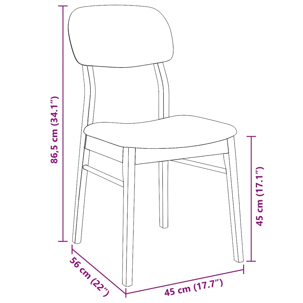 Eetkamerstoelen met kussens 2 st massief hout rubber bruin