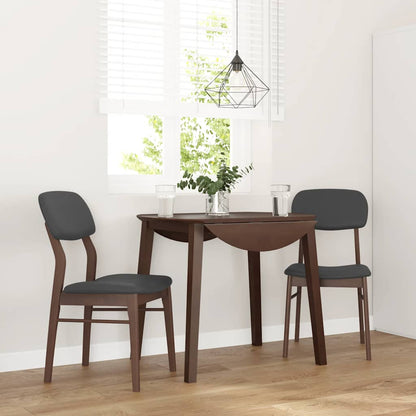 Eetkamerstoelen met kussens 2 st massief hout rubber bruin