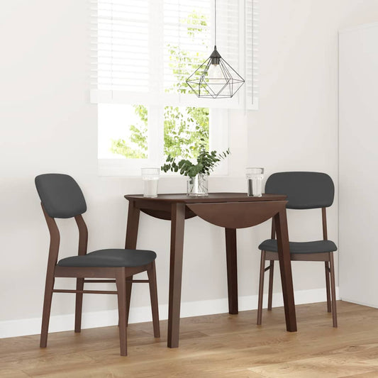 Eetkamerstoelen met kussens 2 st massief hout rubber bruin