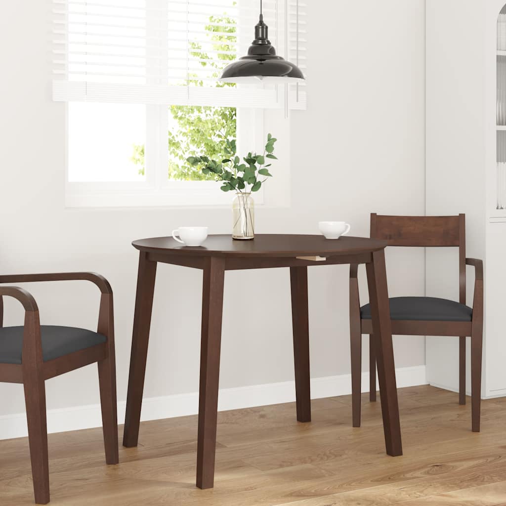 Eettafel bruin massief hout rubber