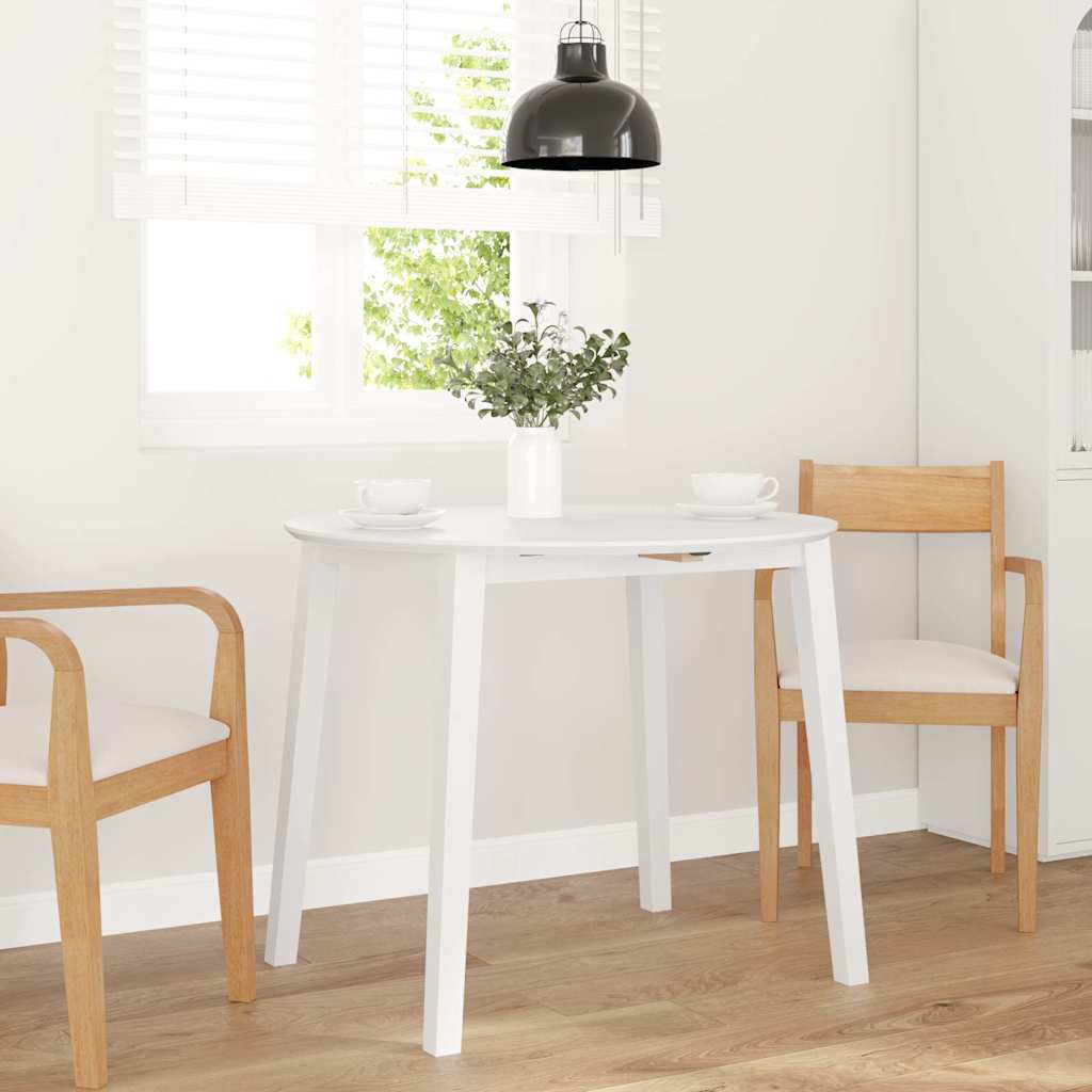 Eettafel massief hout wit rubber