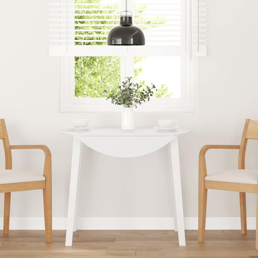 Eettafel massief hout wit rubber