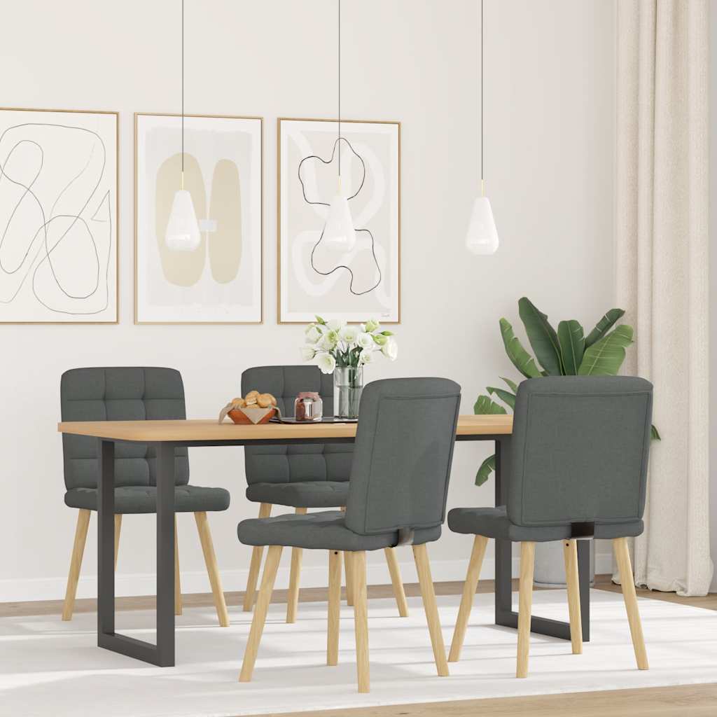 Eetkamerstoelen 4 st stof donkergrijs