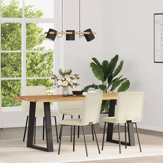 Eetkamerstoelen 4 st fluweel crèmekleurig