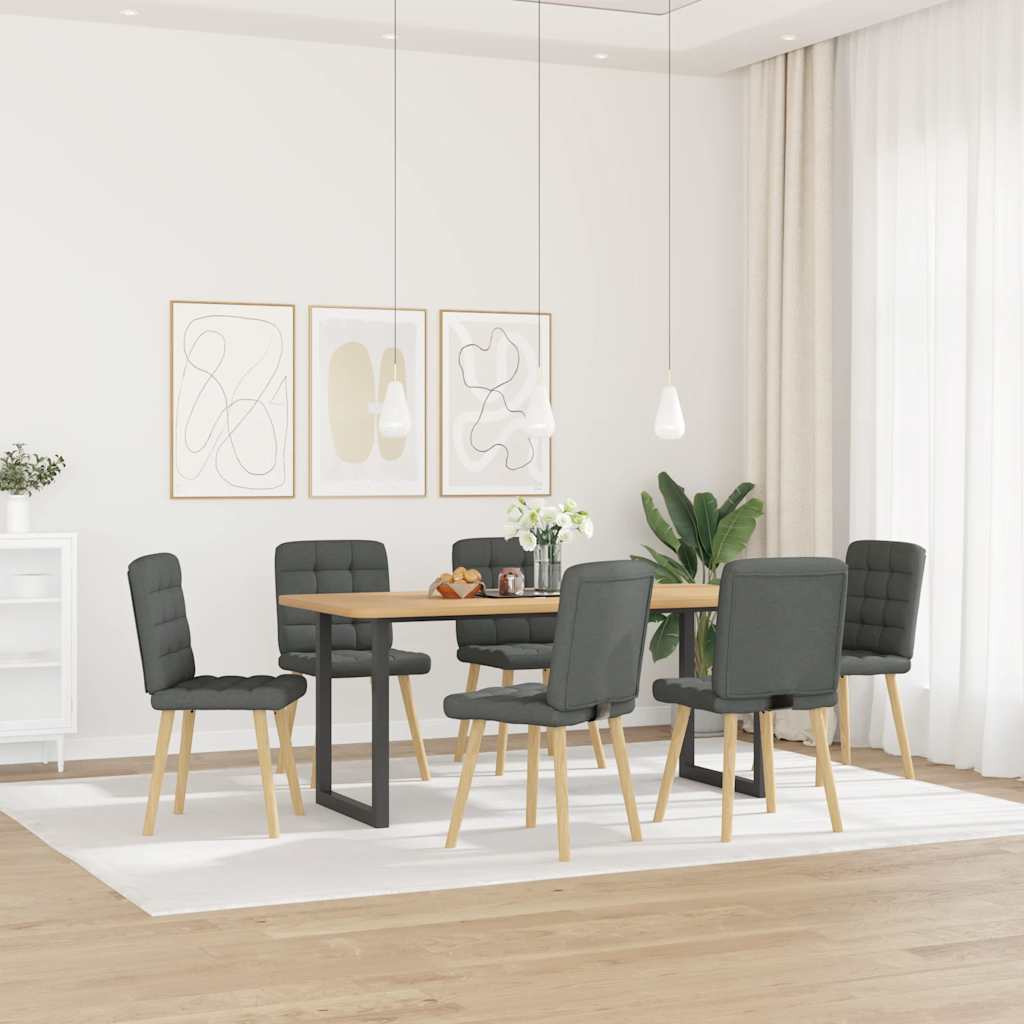 Eetkamerstoelen 6 st stof donkergrijs
