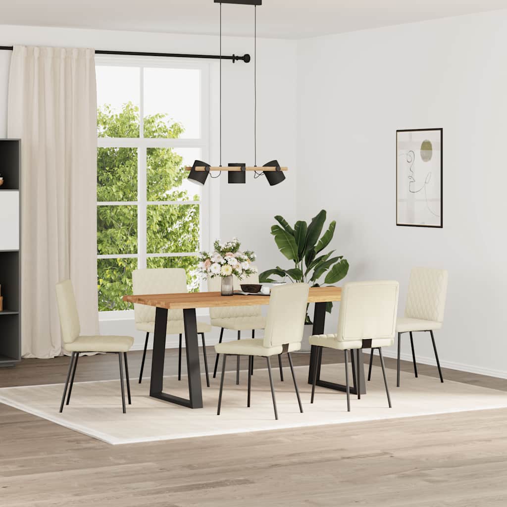 Eetkamerstoelen 6 st fluweel crèmekleurig