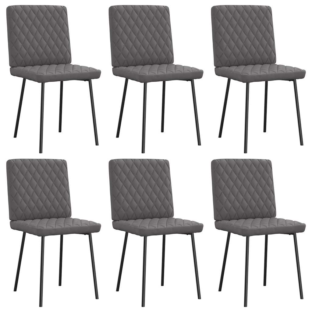 Eetkamerstoelen 6 st kunstleer grijs