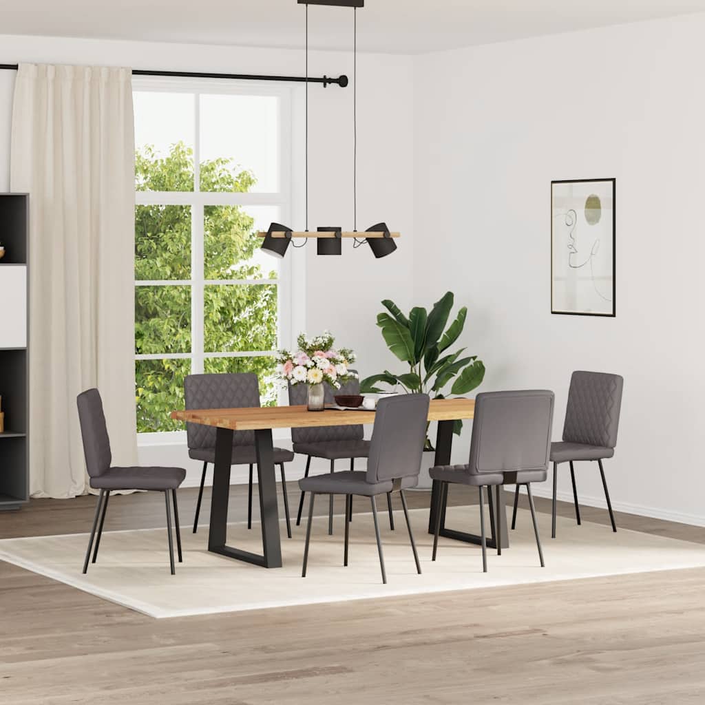 Eetkamerstoelen 6 st kunstleer grijs