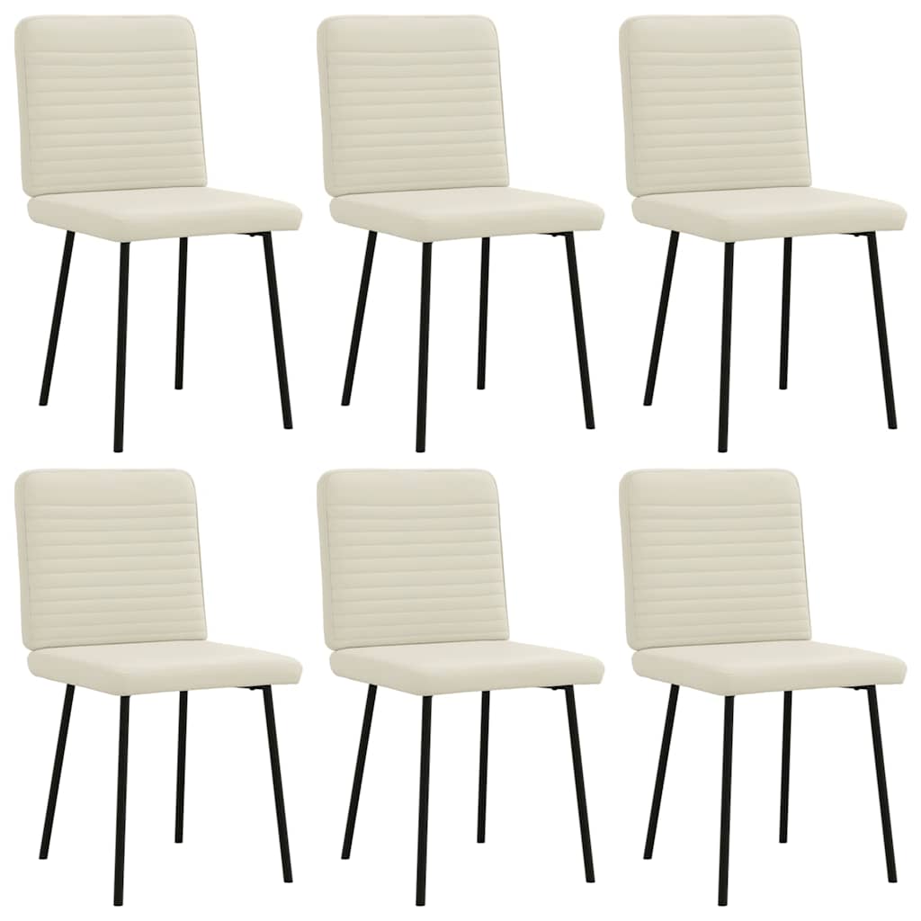 Eetkamerstoelen 6 st fluweel crèmekleurig