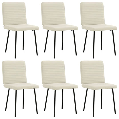 Eetkamerstoelen 6 st fluweel crèmekleurig