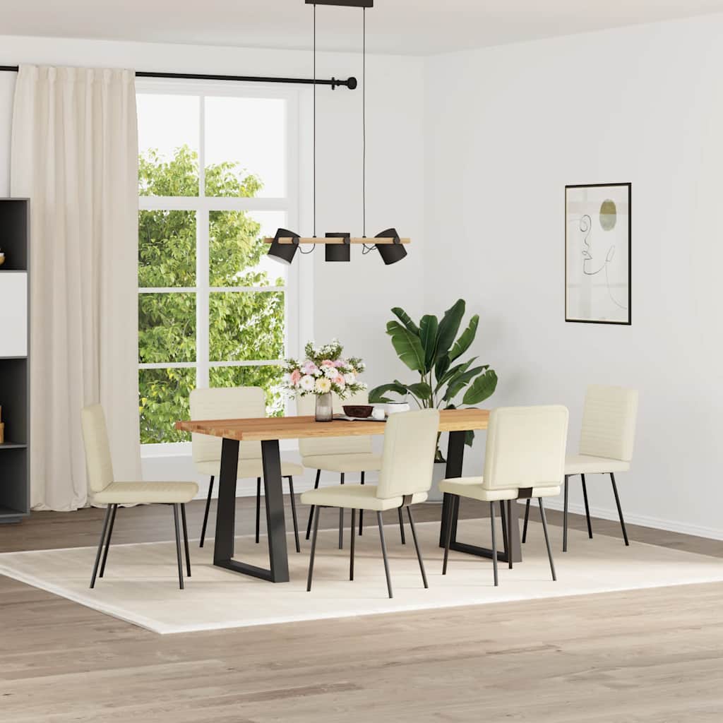 Eetkamerstoelen 6 st fluweel crèmekleurig