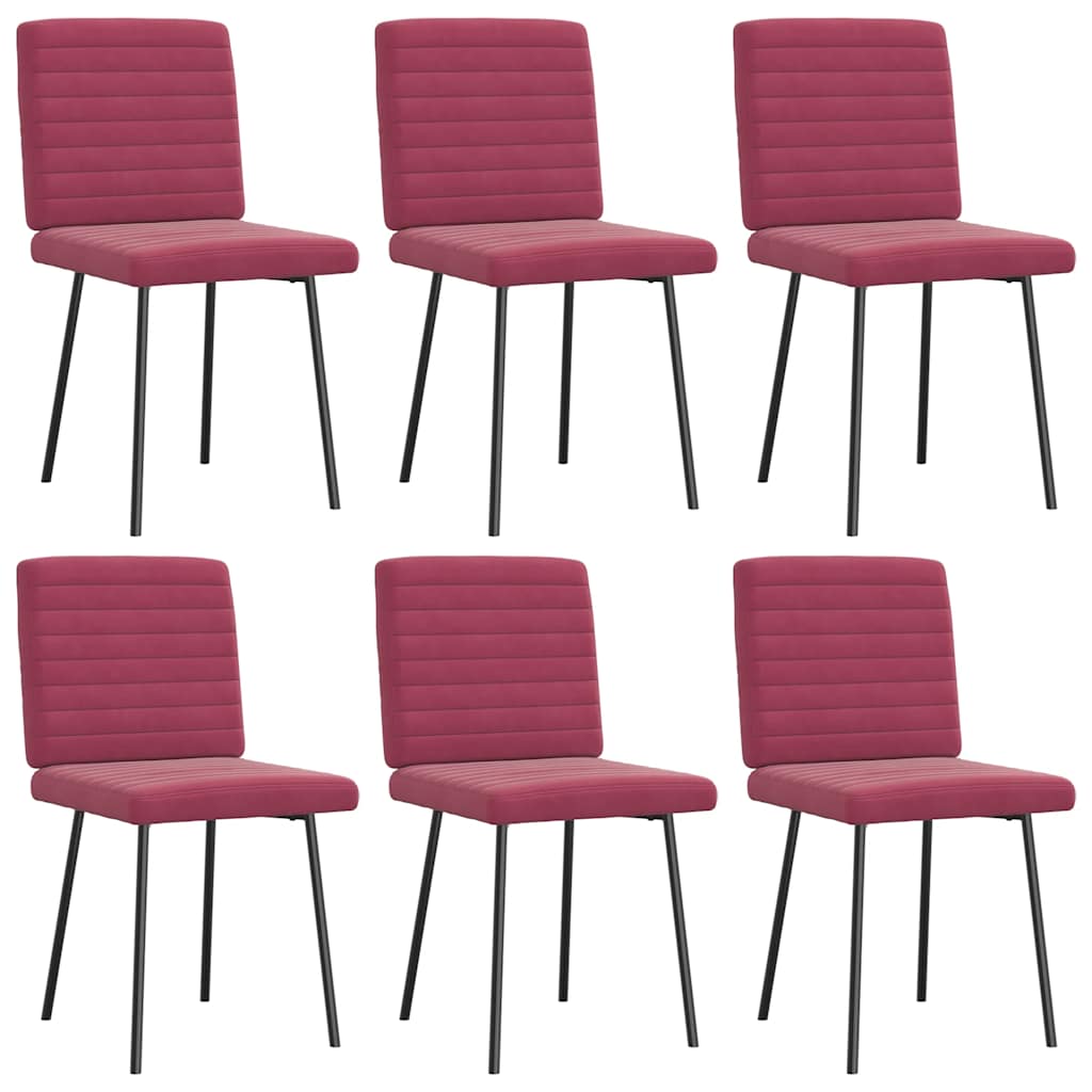 Eetkamerstoelen 6 st fluweel wijnrood
