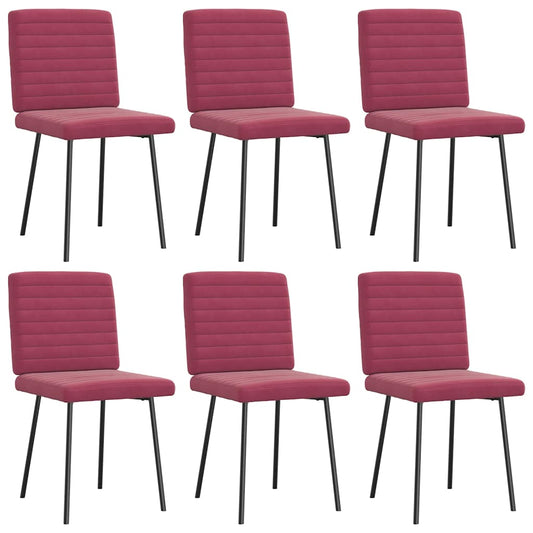 Eetkamerstoelen 6 st fluweel wijnrood