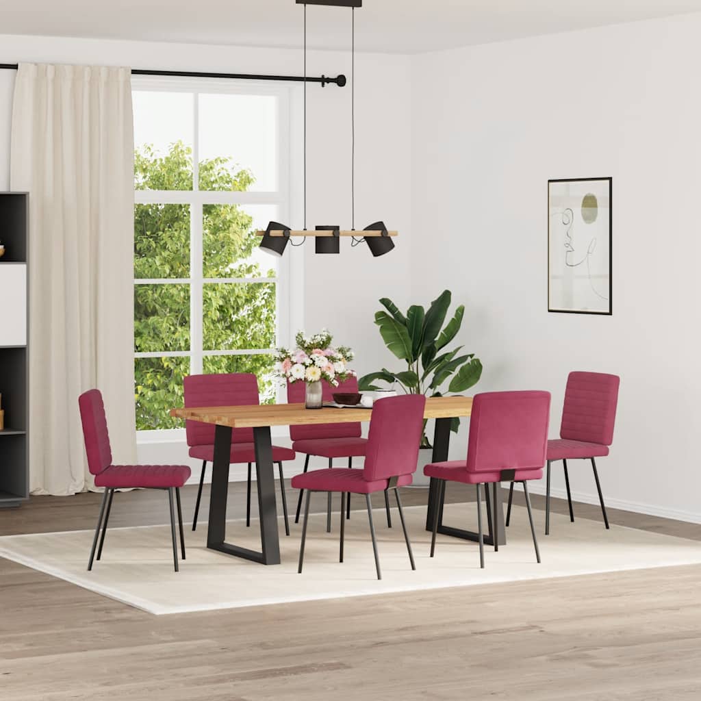 Eetkamerstoelen 6 st fluweel wijnrood