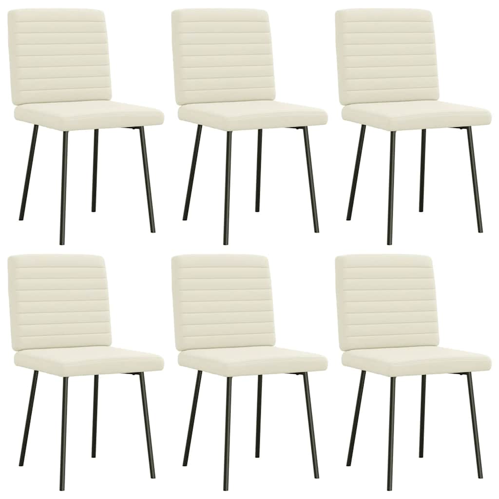 Eetkamerstoelen 6 st fluweel crèmekleurig