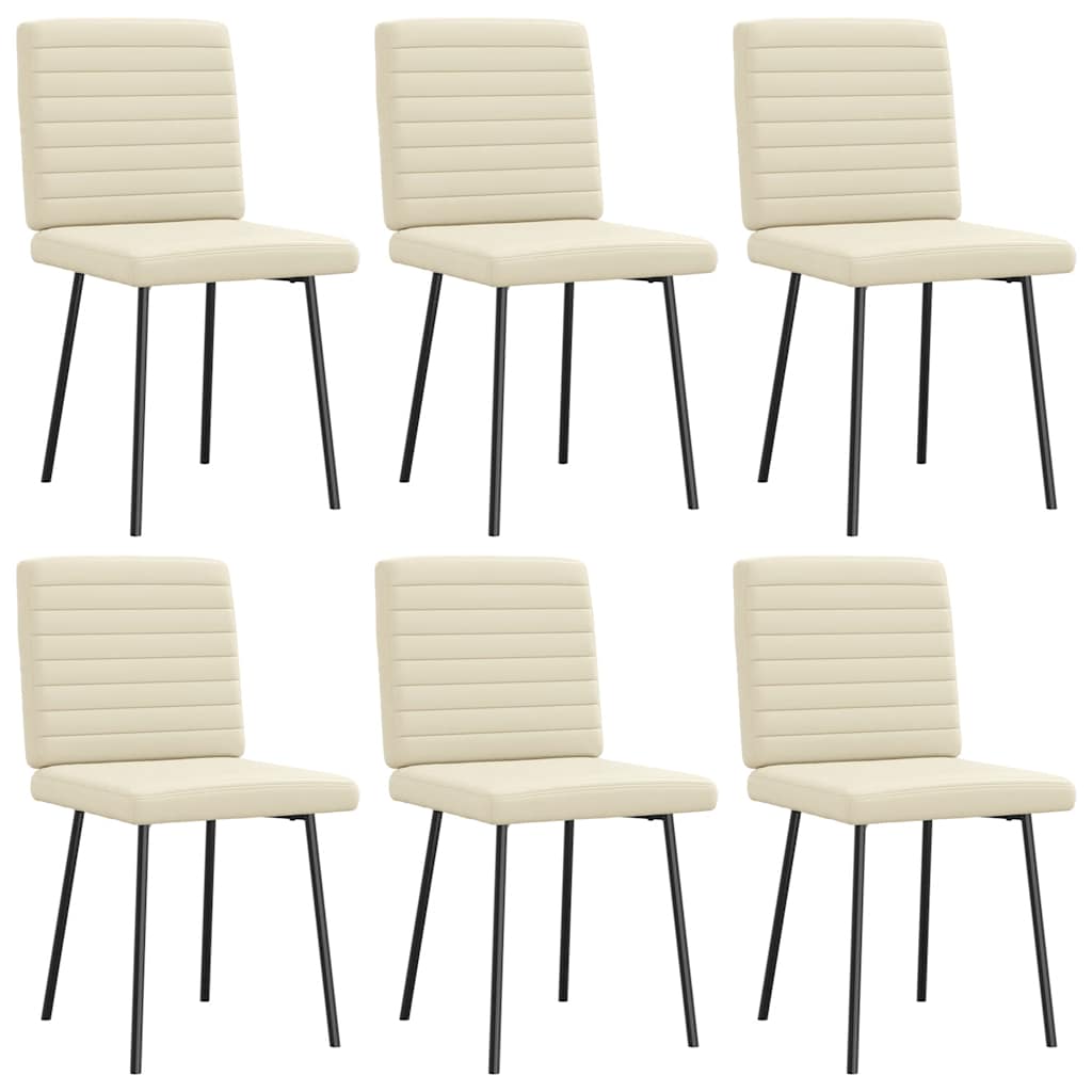 Eetkamerstoelen 6 st kunstleer crèmekleurig