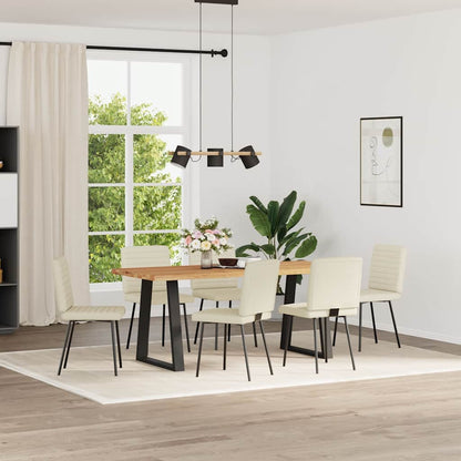 Eetkamerstoelen 6 st kunstleer crèmekleurig