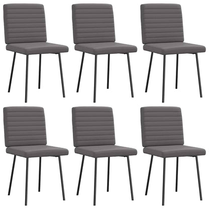 Eetkamerstoelen 6 st kunstleer grijs