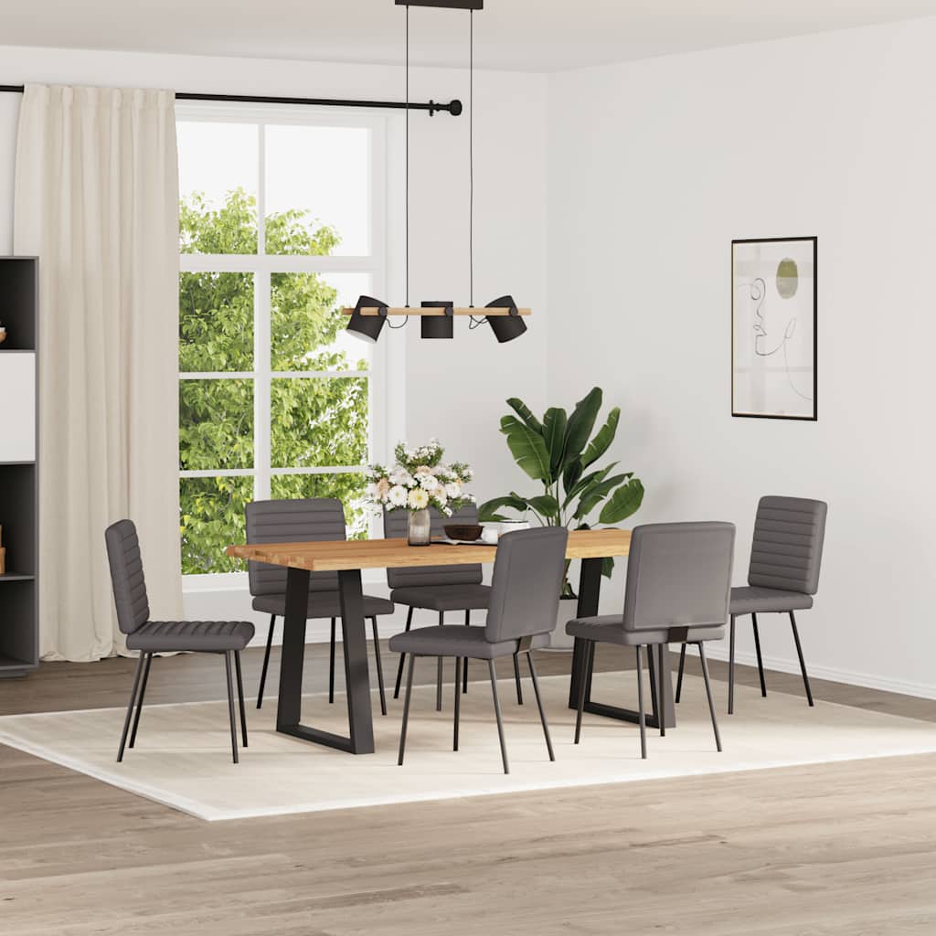 Eetkamerstoelen 6 st kunstleer grijs