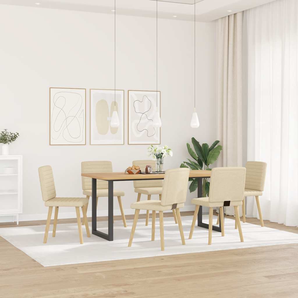 Eetkamerstoelen 6 st stof crèmekleurig