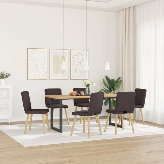 Eetkamerstoelen 6 st stof donkerbruin