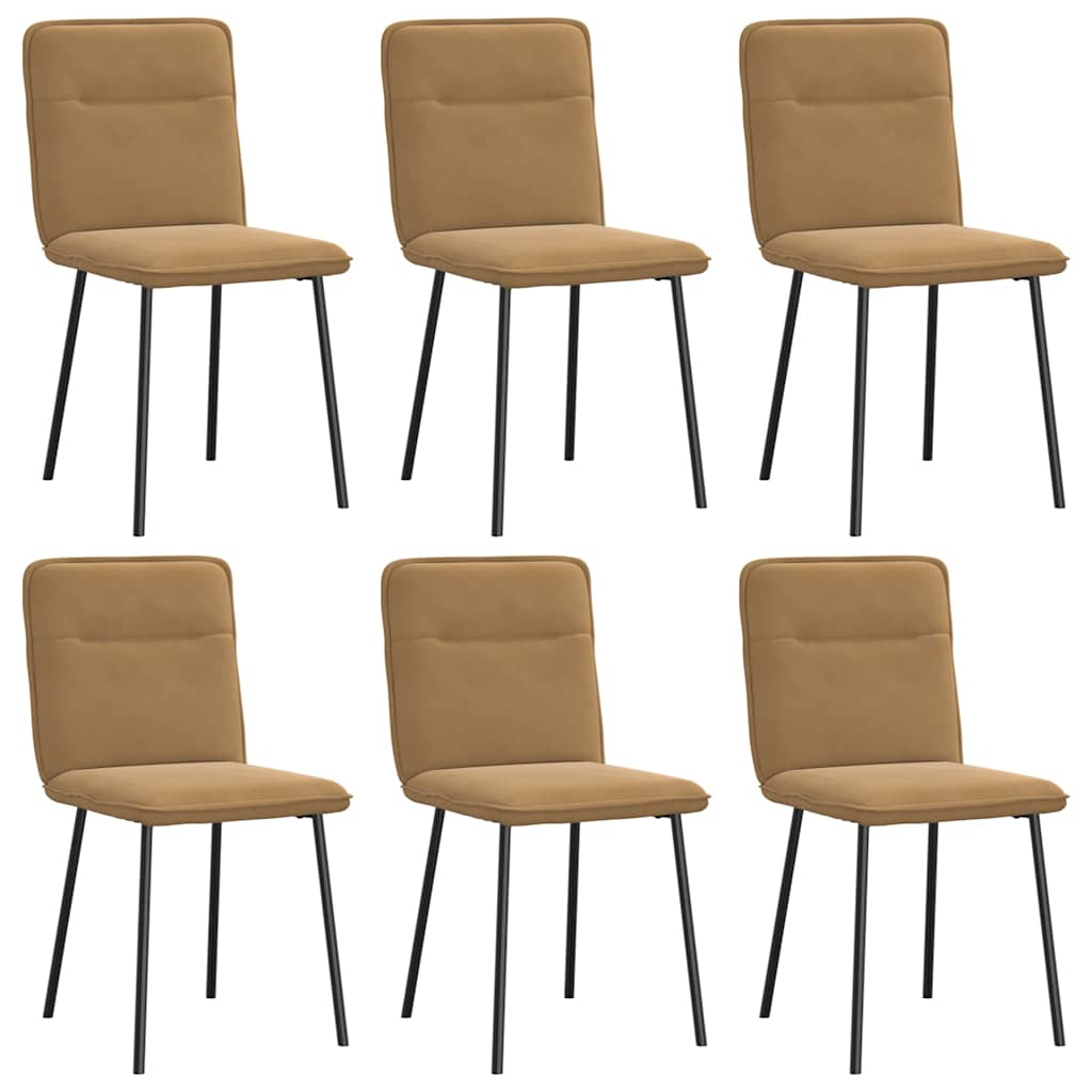 Eetkamerstoelen 6 st fluweel bruin