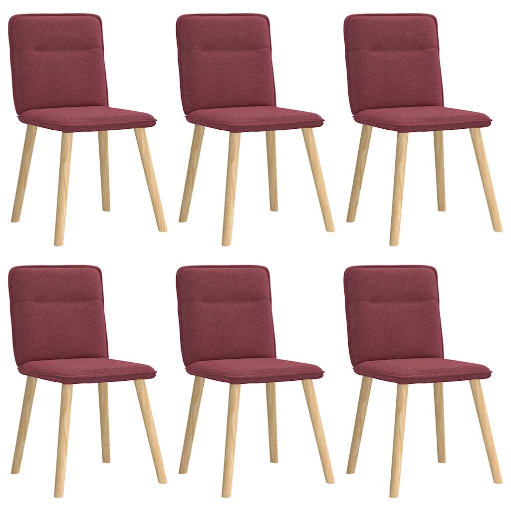 Eetkamerstoelen 6 st stof wijnrood