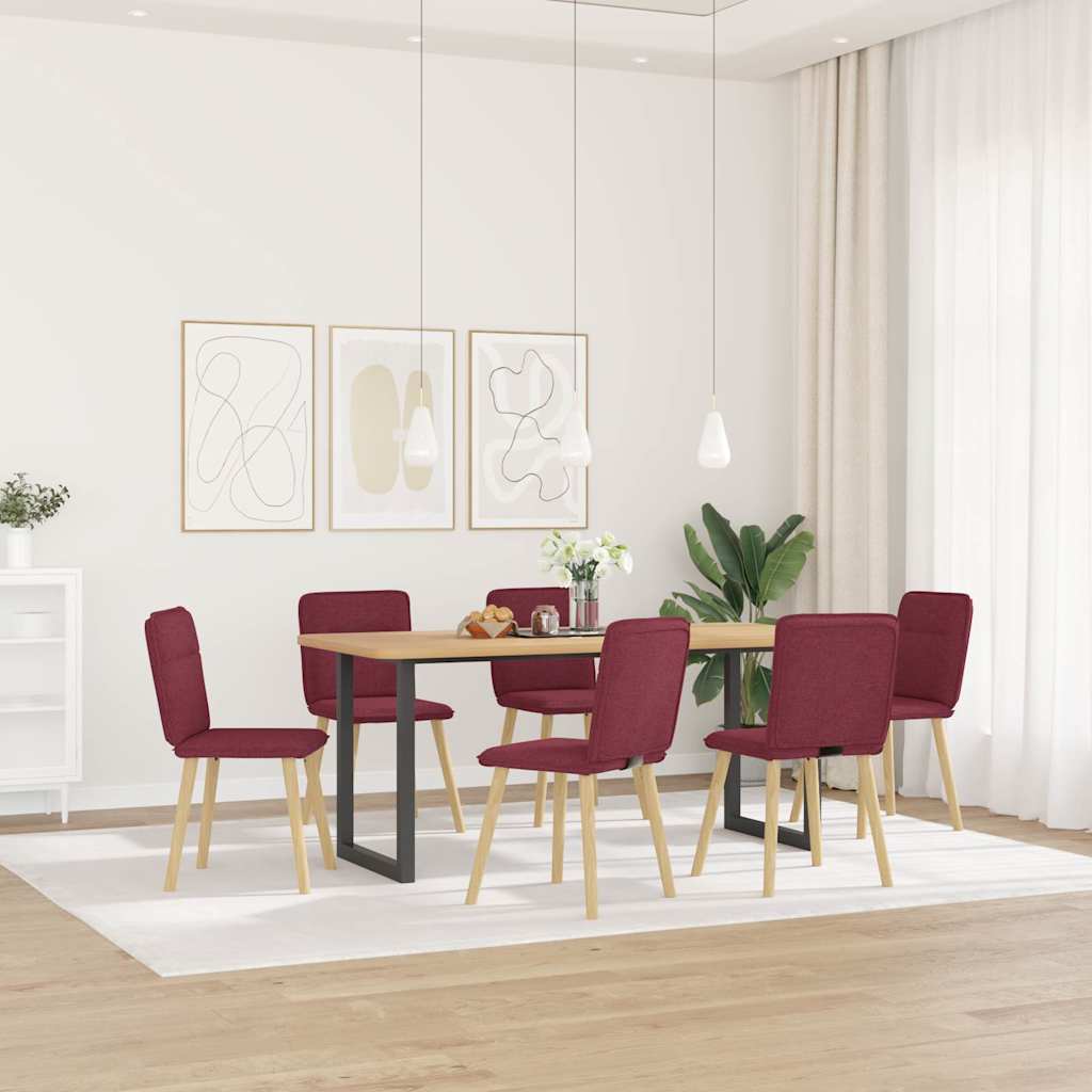 Eetkamerstoelen 6 st stof wijnrood