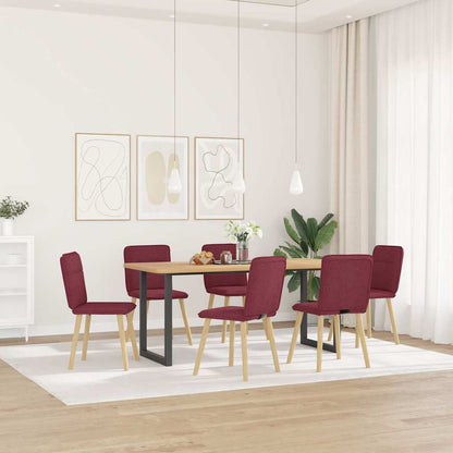 Eetkamerstoelen 6 st stof wijnrood