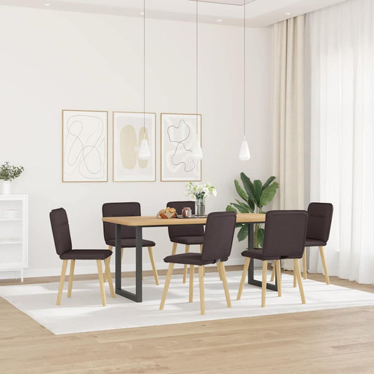 Eetkamerstoelen 6 st stof donkerbruin