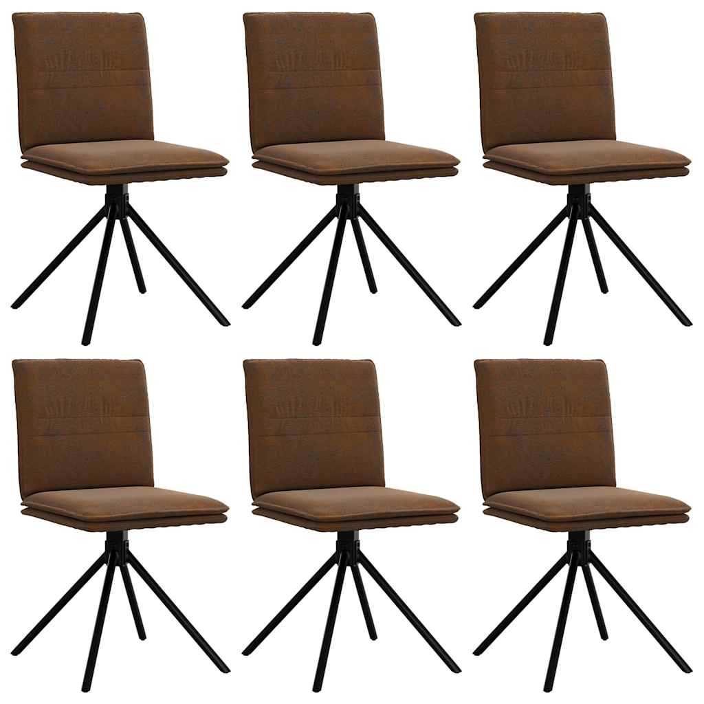 Eetkamerstoelen 6 st kunstsuède bruin