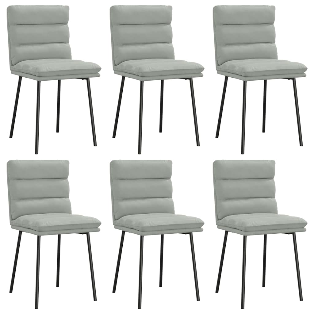 Eetkamerstoelen 6 st fluweel lichtgrijs