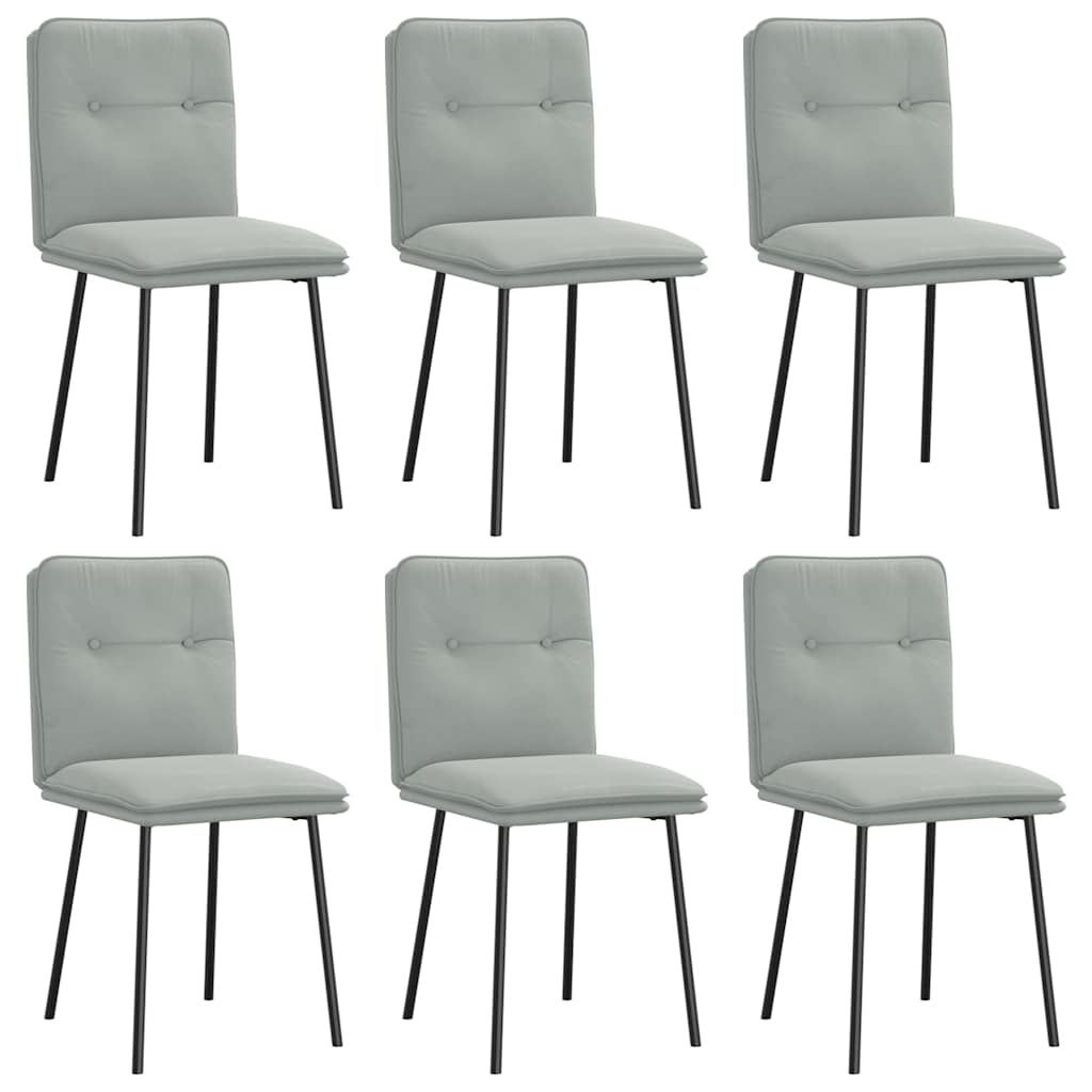 Eetkamerstoelen 6 st fluweel lichtgrijs