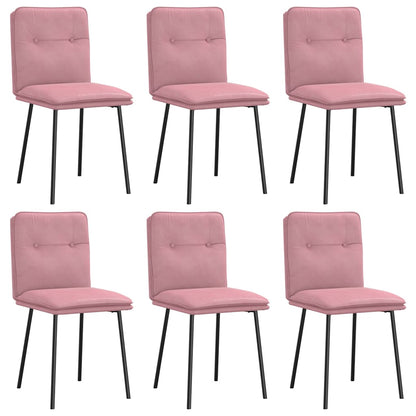Eetkamerstoelen 6 st fluweel roze