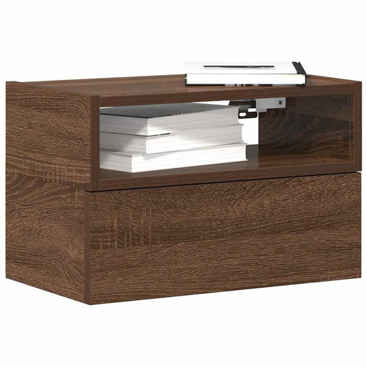 Nachtkastje wandgemonteerd 45x26x28,5 cm bruin eikenkleur