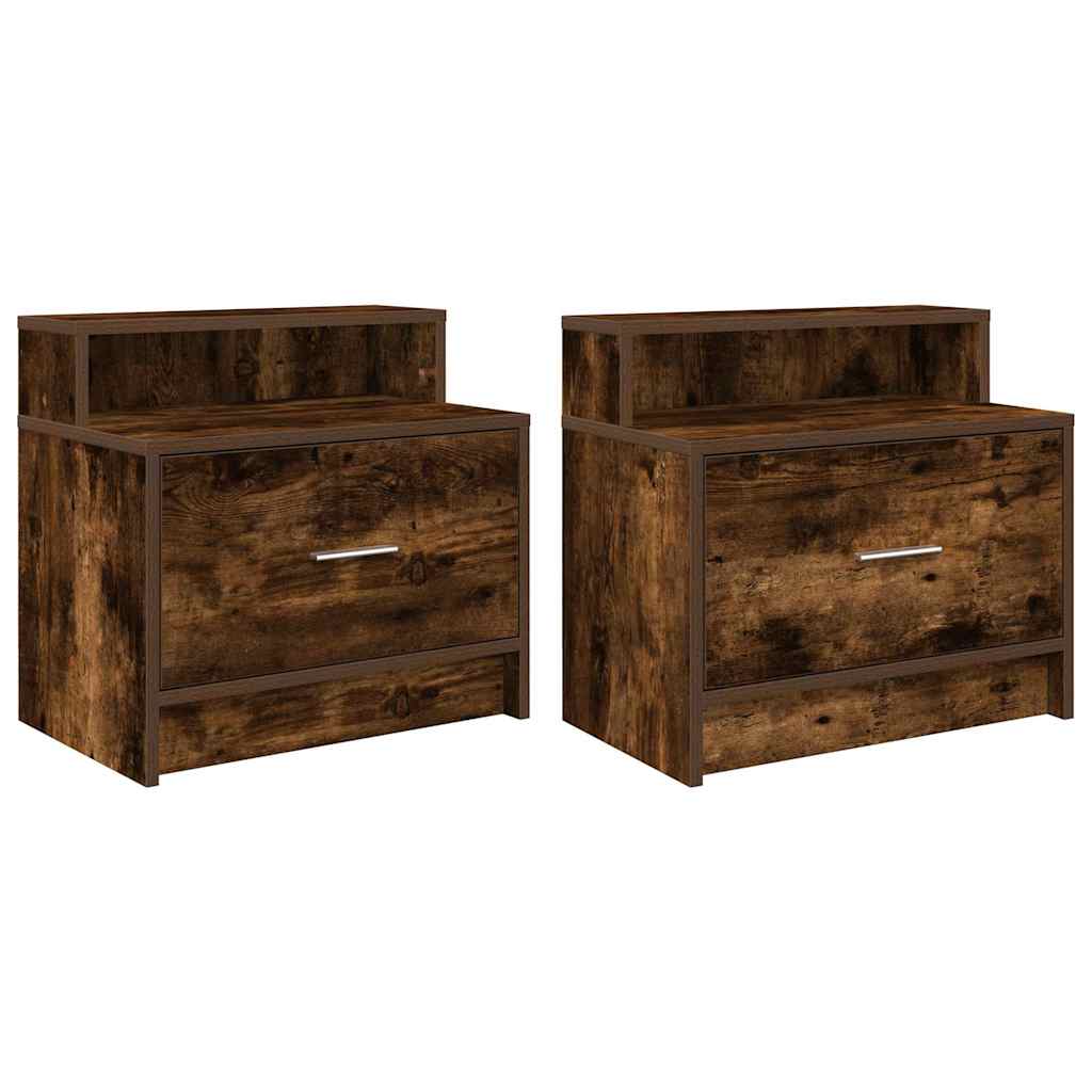 Nachtkastjes 2 st met lade 51x31x47 cm gerookt eikenkleurig