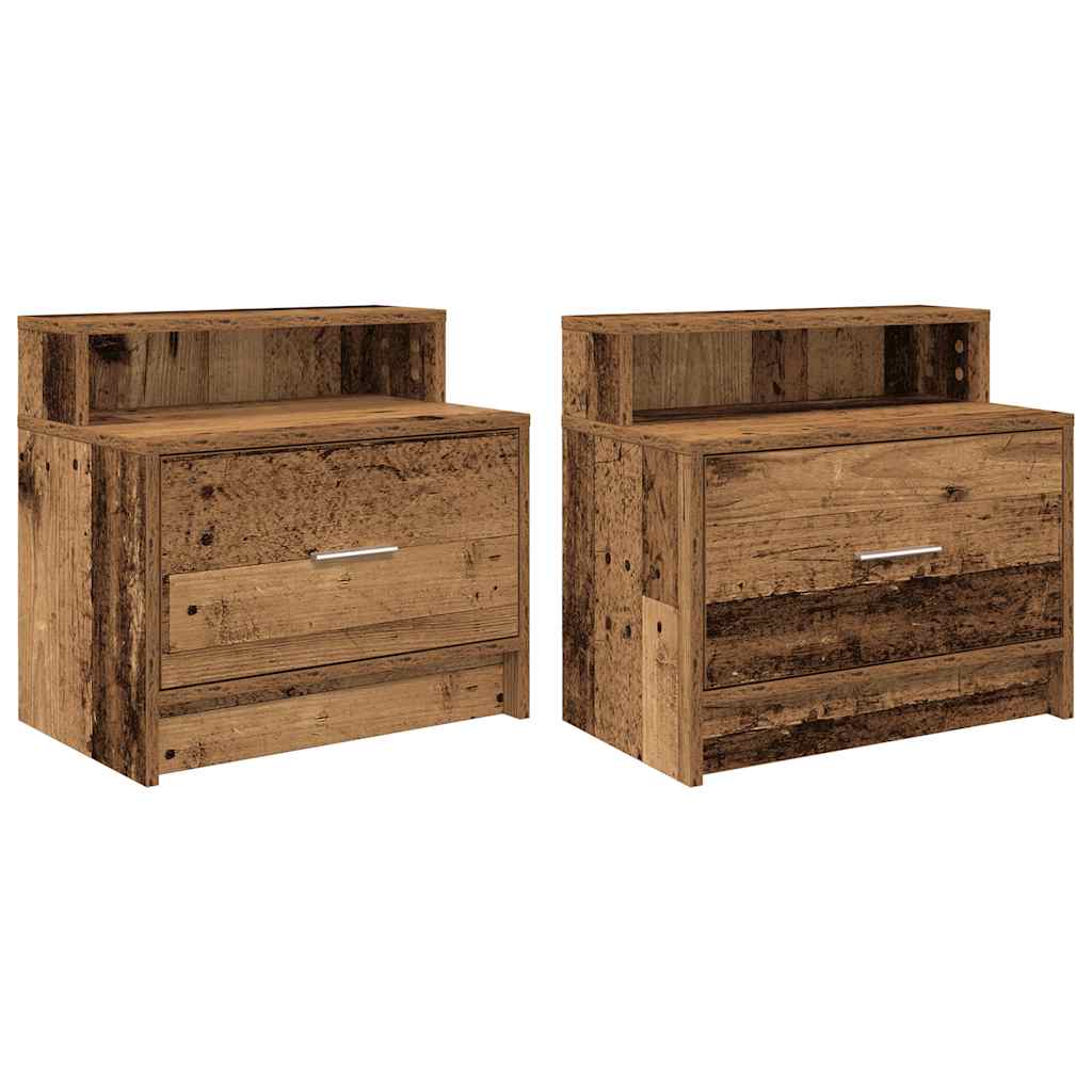 Nachtkastjes 2 st met lade 51x31x47 cm oud houtkleurig