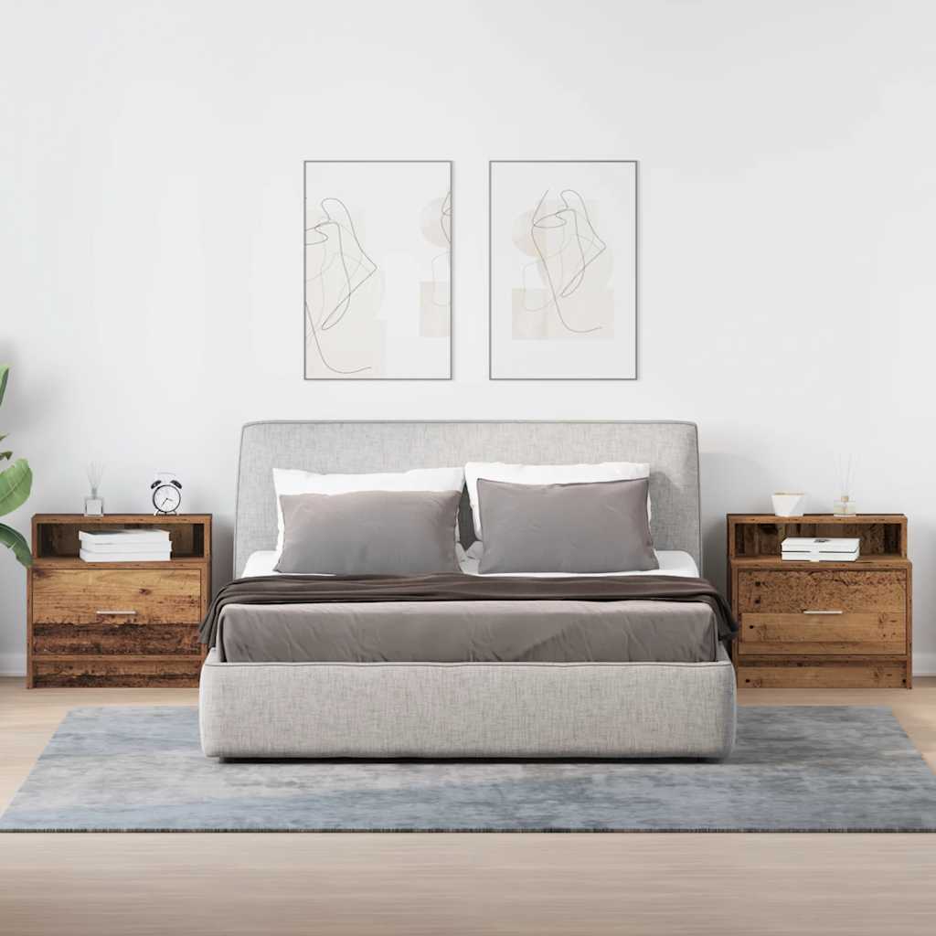 Nachtkastjes 2 st met lade 51x31x47 cm oud houtkleurig