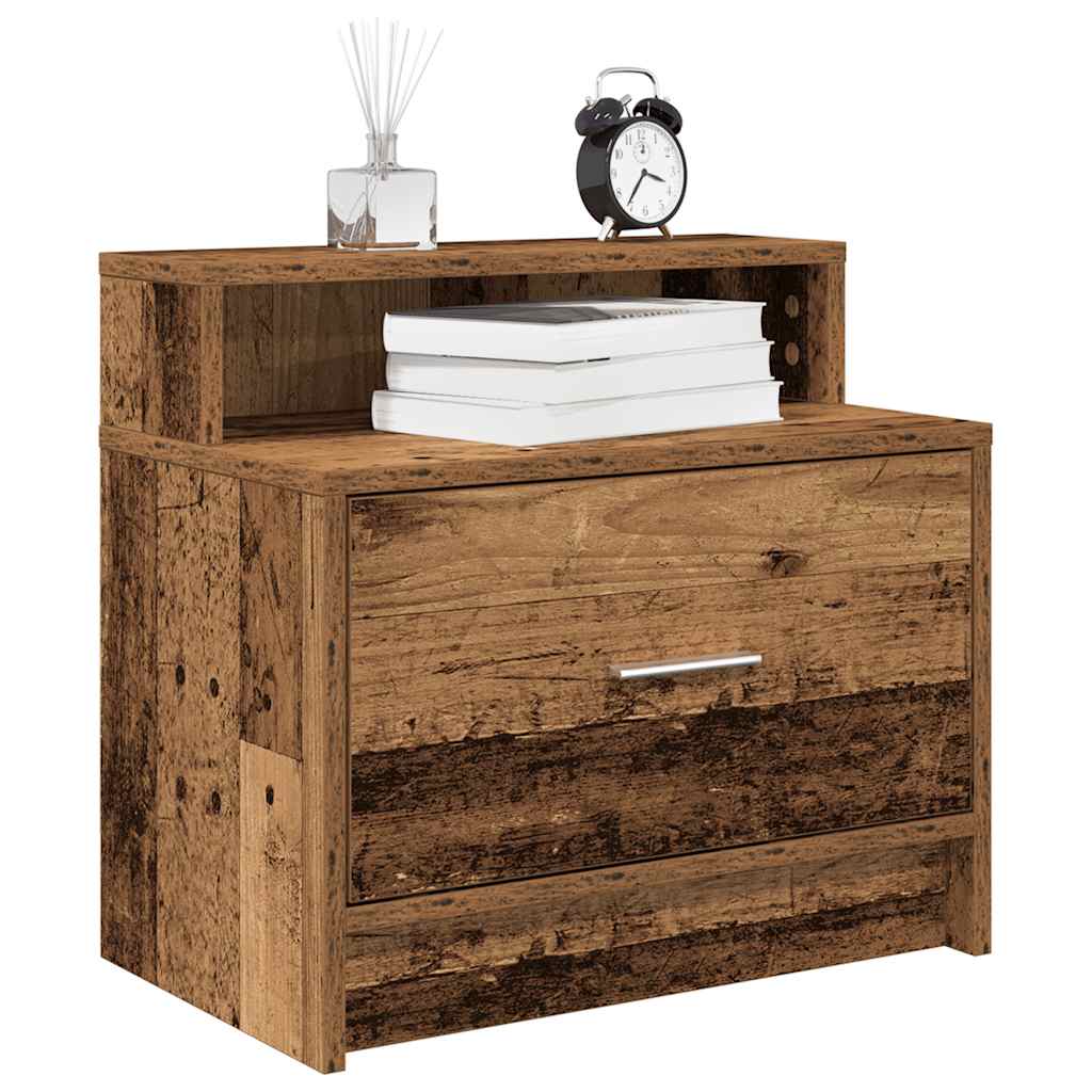 Nachtkastjes 2 st met lade 51x31x47 cm oud houtkleurig