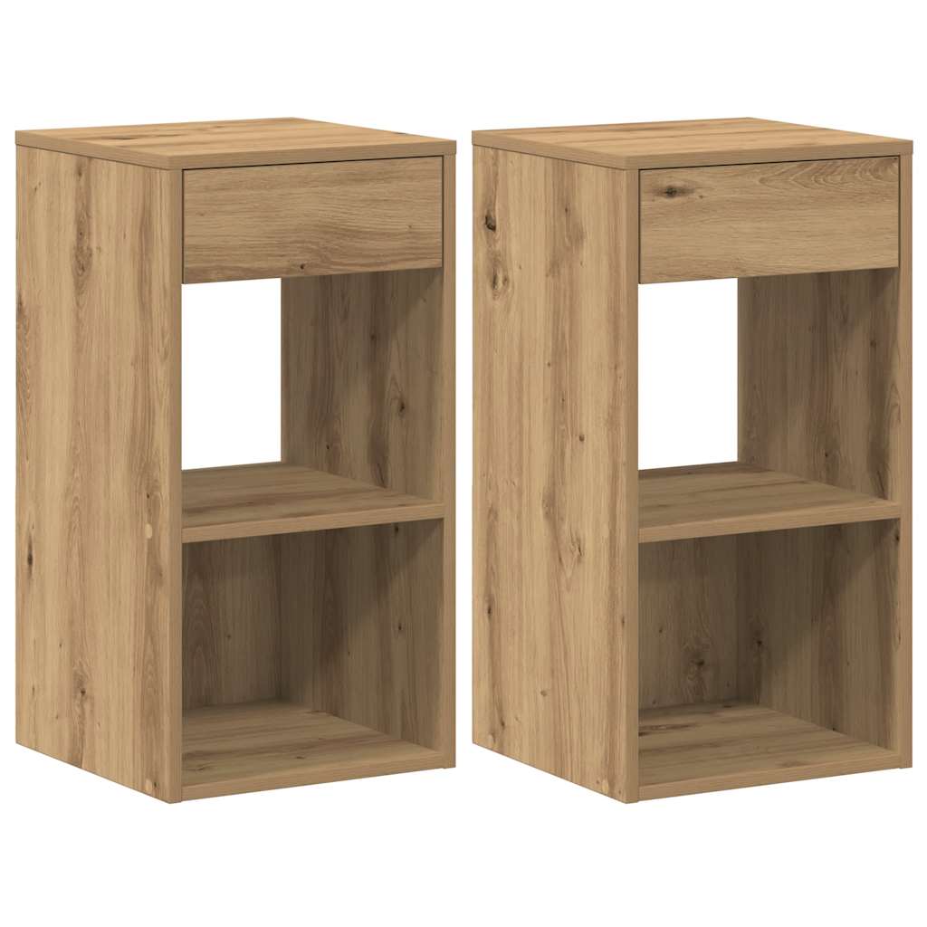 Nachtkastjes 2 st met lade 35x34x66,5cm artisanaal eikenkleurig