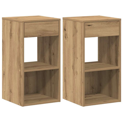 Nachtkastjes 2 st met lade 35x34x66,5cm artisanaal eikenkleurig