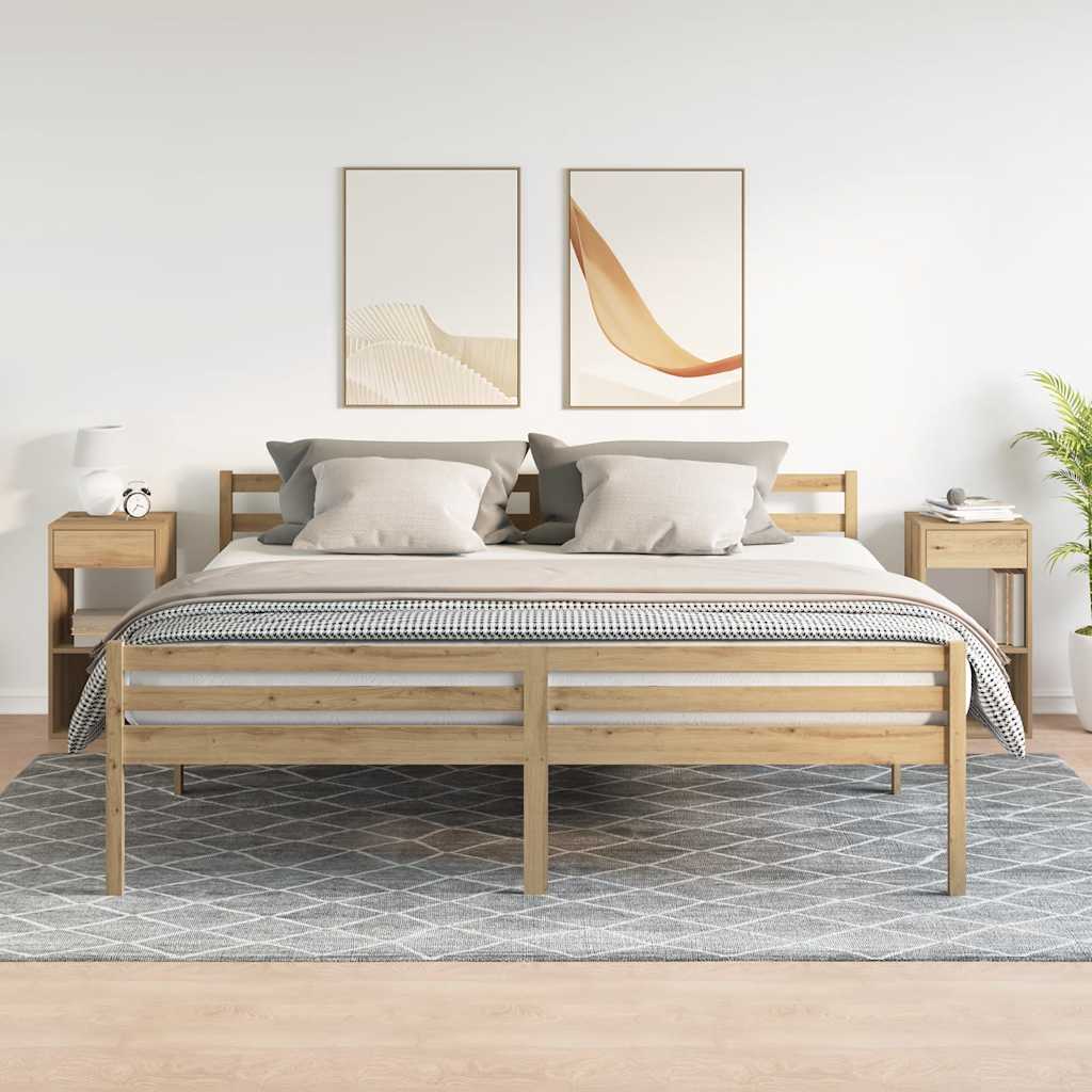 Nachtkastjes 2 st met lade 35x34x66,5cm artisanaal eikenkleurig