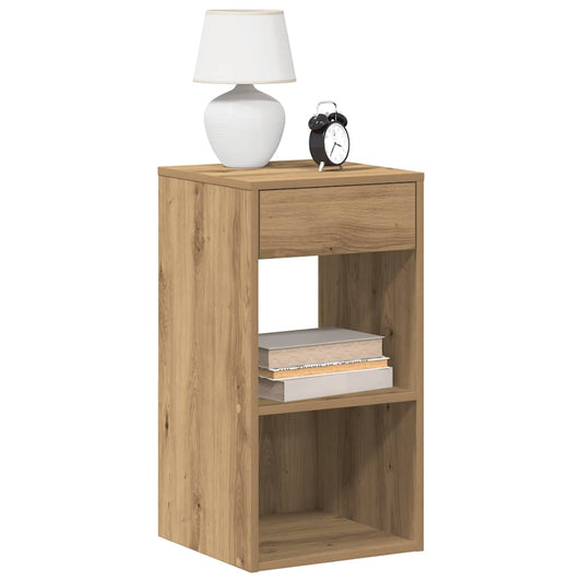 Nachtkastjes 2 st met lade 35x34x66,5cm artisanaal eikenkleurig
