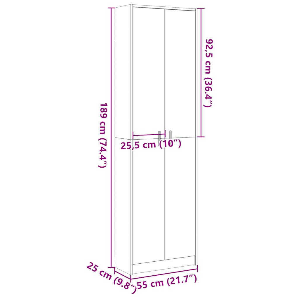 Gangkast 55x25x189 cm spaanplaat sonoma eikenkleurig