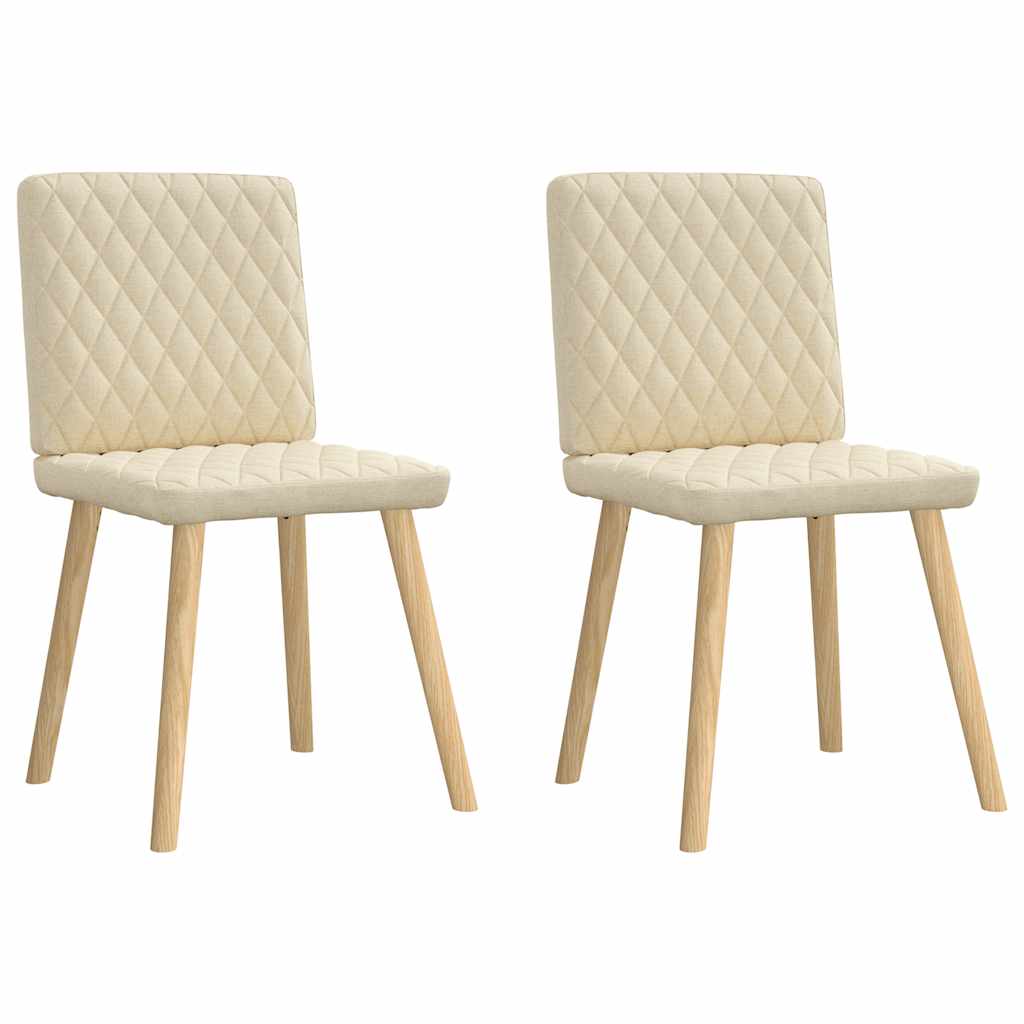Eetkamerstoelen 2 st stof crèmekleurig