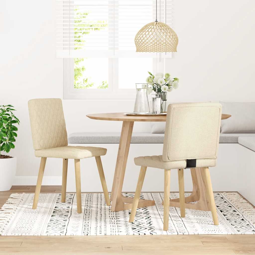 Eetkamerstoelen 2 st stof crèmekleurig