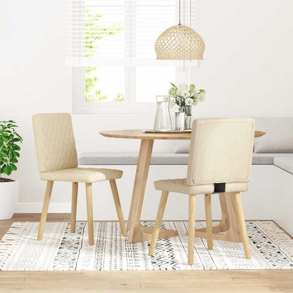 Eetkamerstoelen 2 st stof crèmekleurig