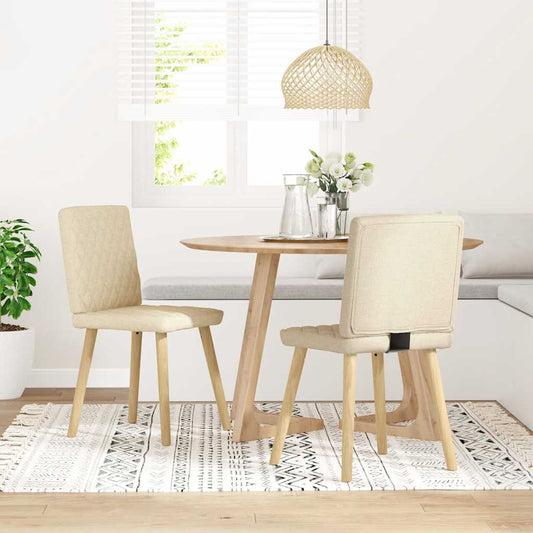 Eetkamerstoelen 2 st stof crèmekleurig