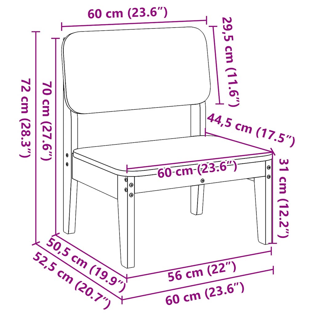 Tuinstoelen 2 st 60x52,5x72 cm massief douglashout